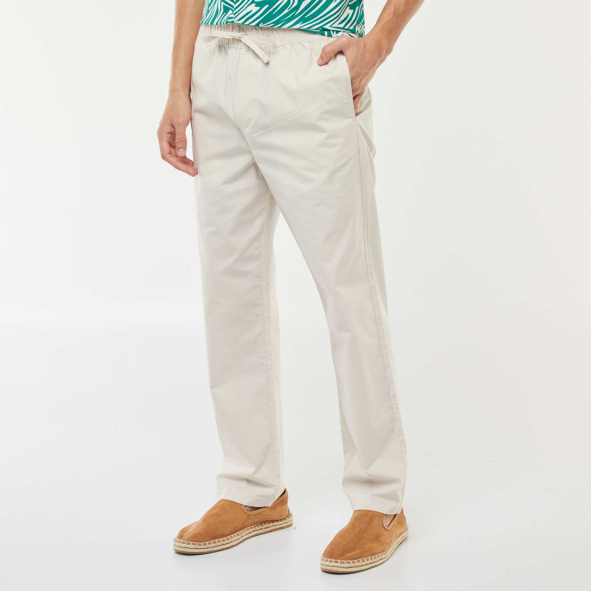 Straight-leg trousers with elasticated waistband GREY