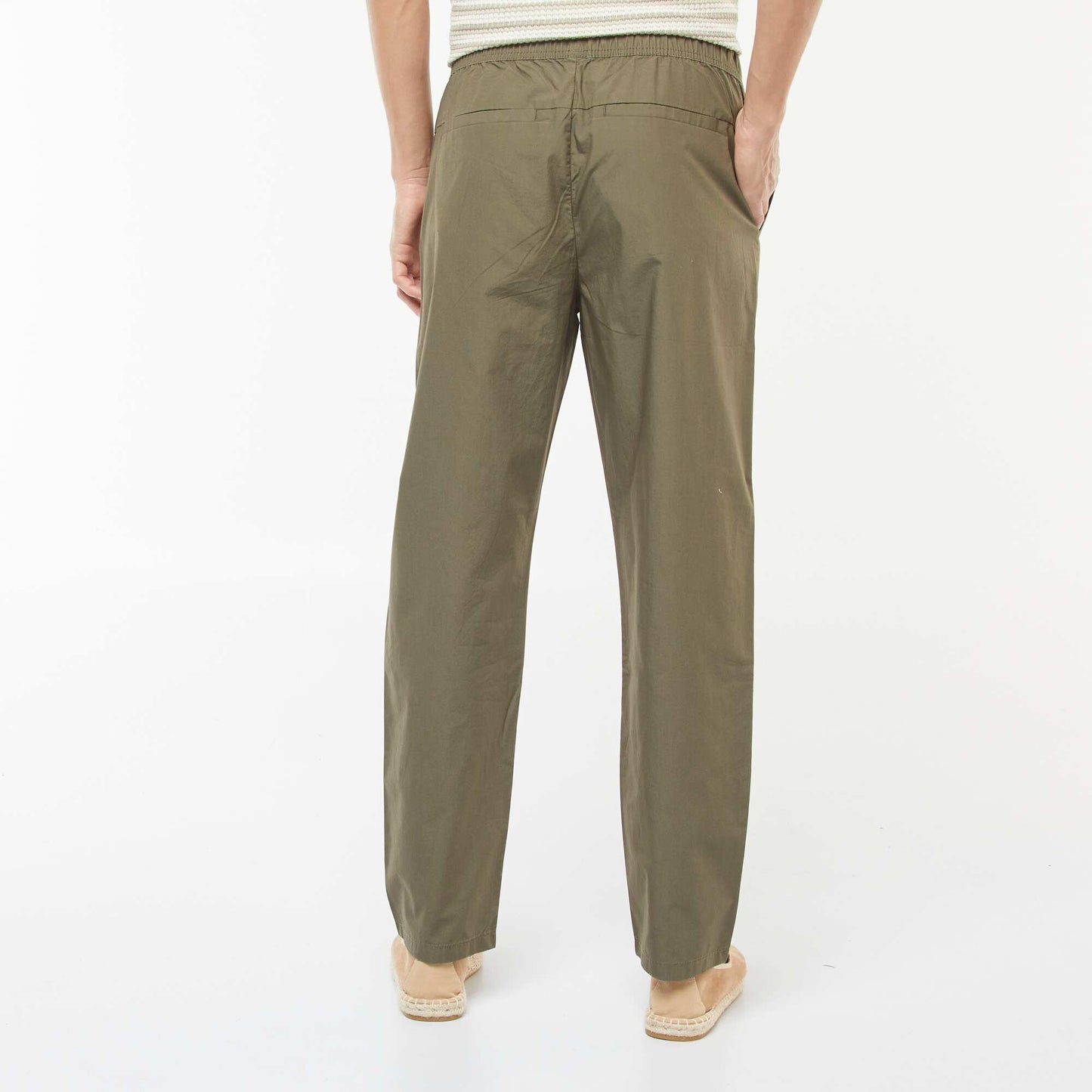 Straight-leg trousers with elasticated waistband KHAKI