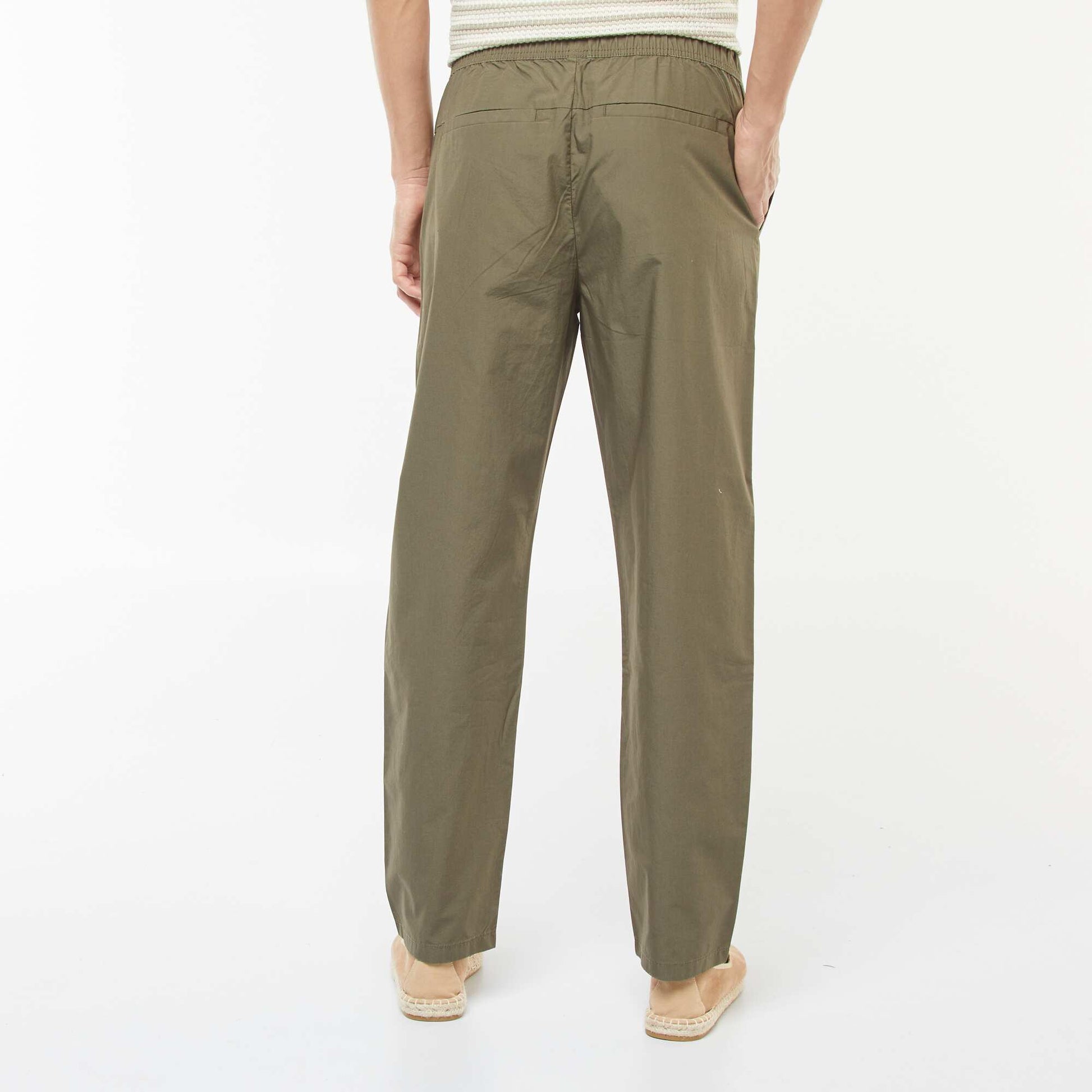 Straight-leg trousers with elasticated waistband KHAKI