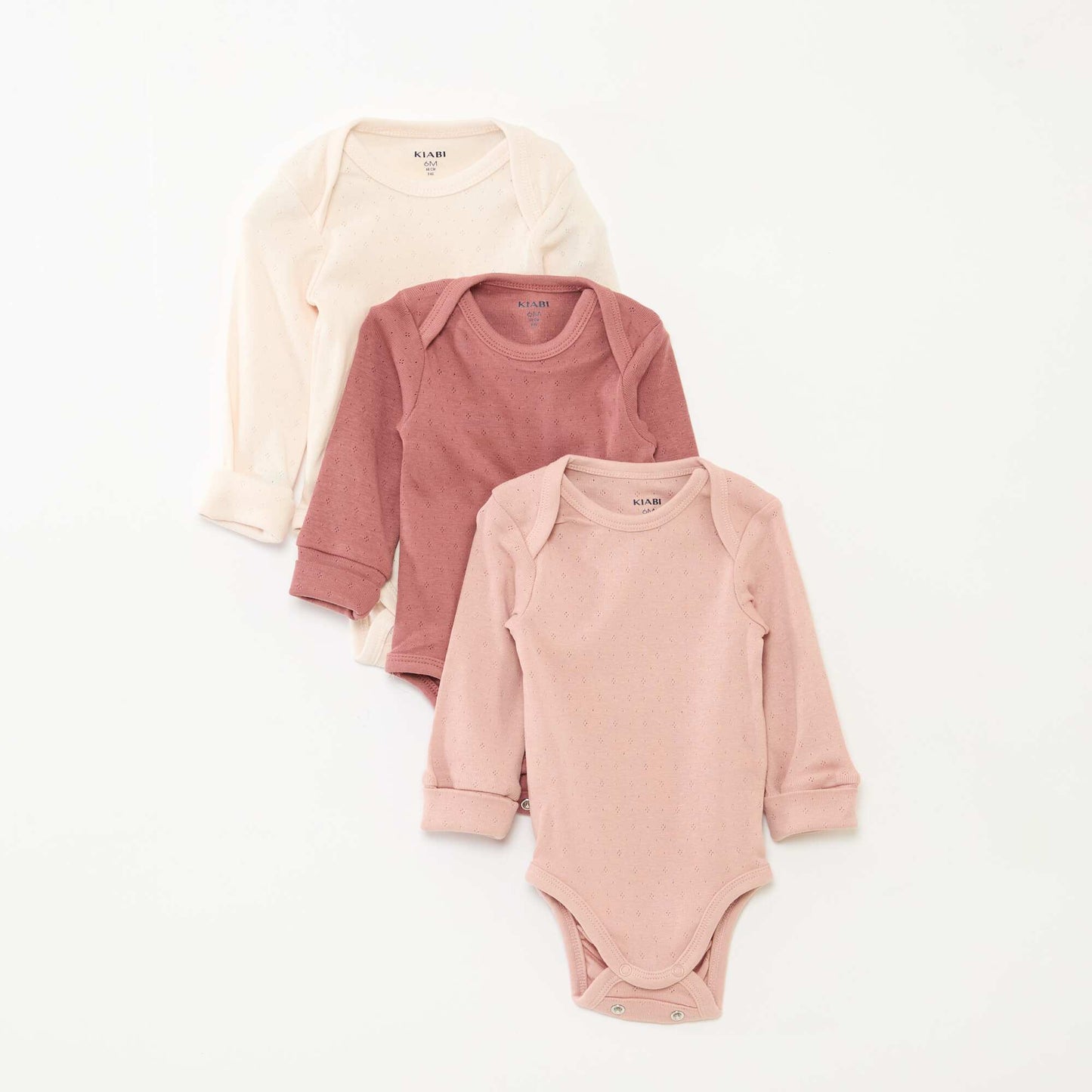 3-Pack of Convertible US Neck Long-Sleeve Bodysuits PINK