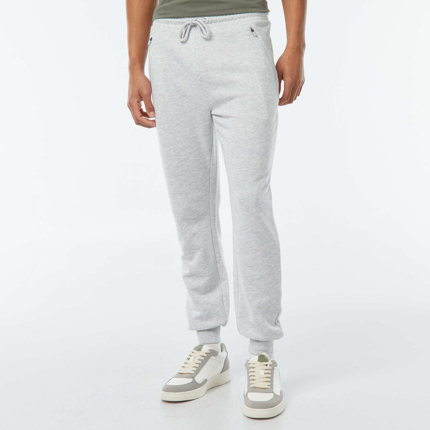 Lightweight Fleece Joggers with Zip Pockets GREY