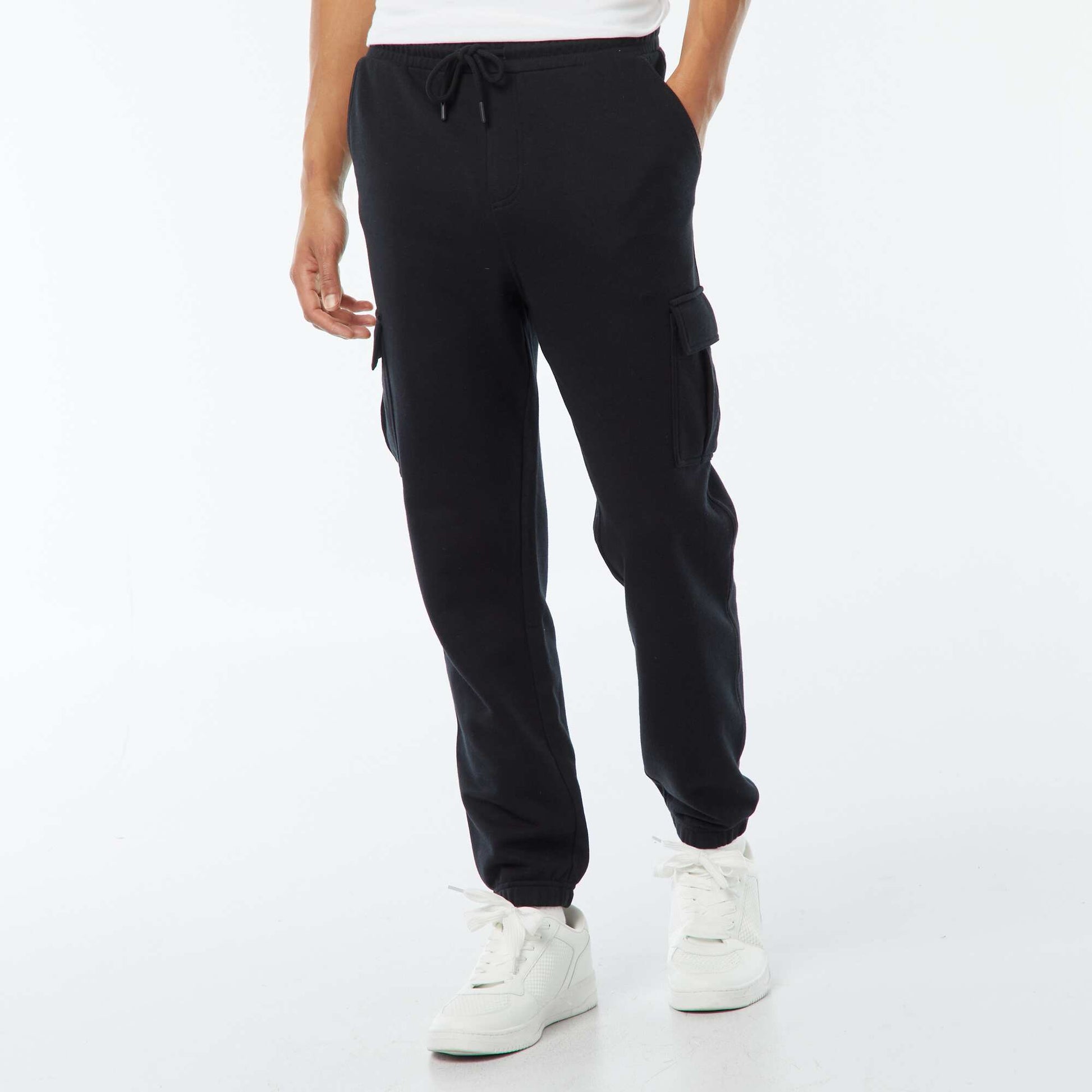 Multi-Pocket Light Fleece Joggers BLACK