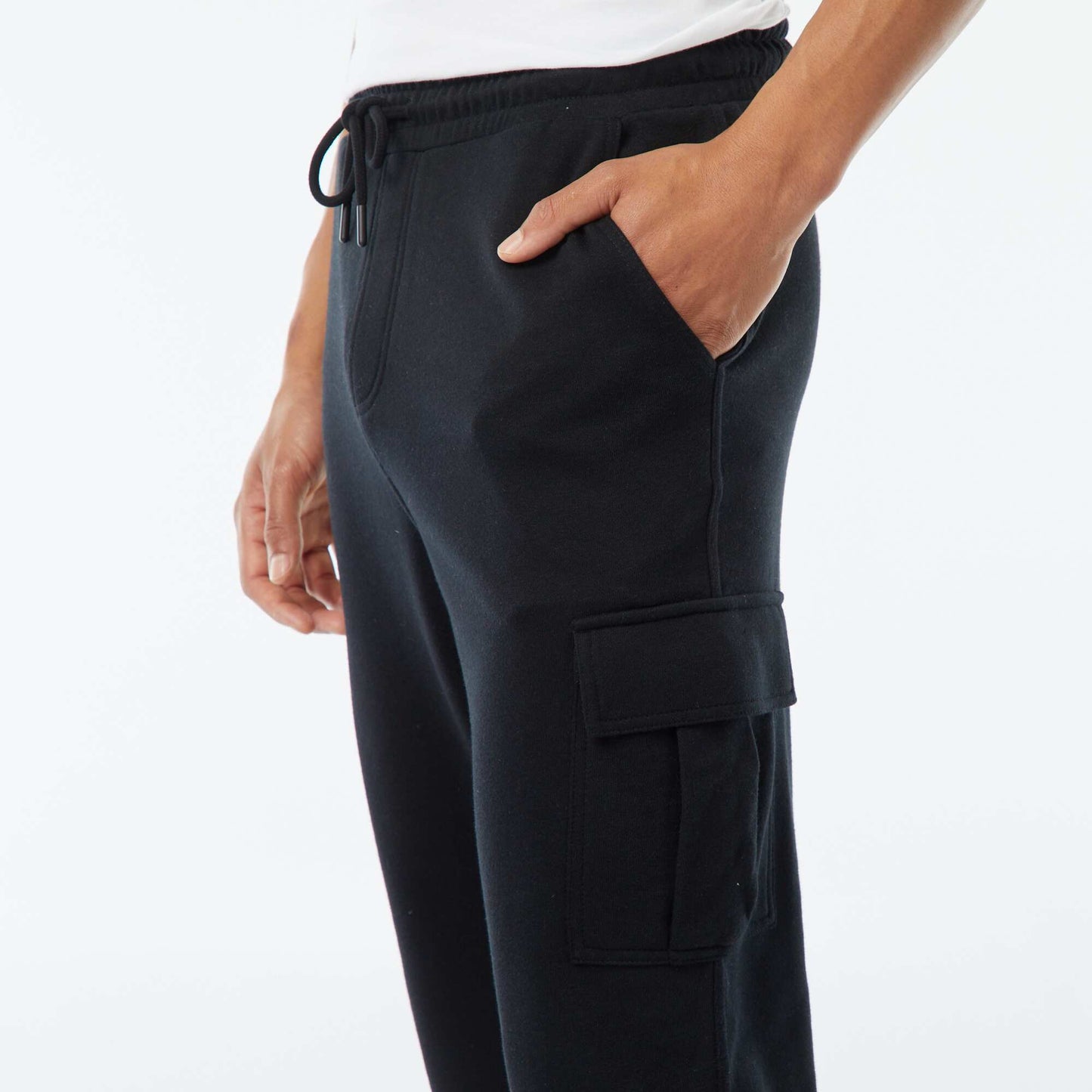 Multi-Pocket Light Fleece Joggers BLACK