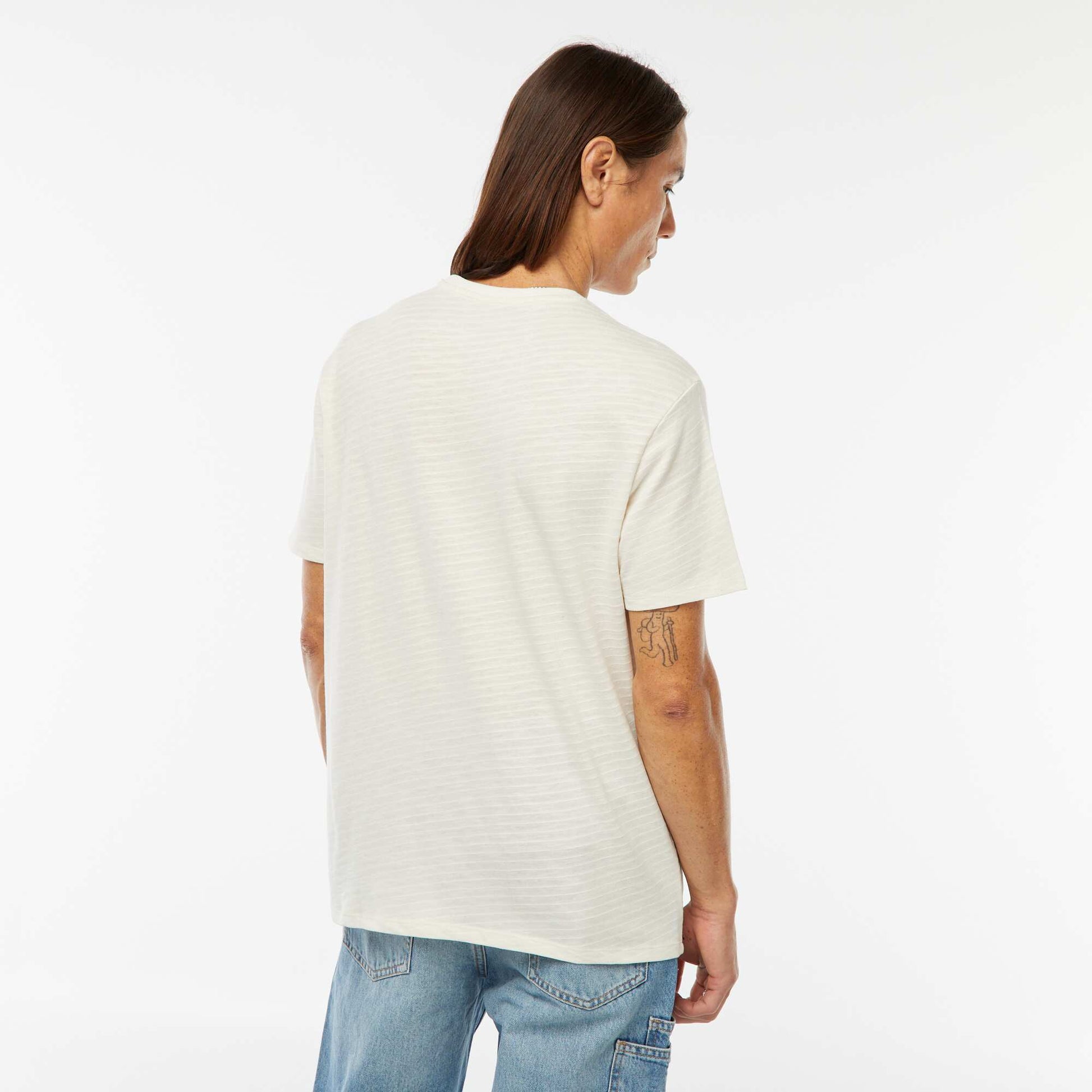 Short-sleeved textured knit T-shirt WHITE