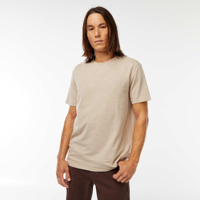 Short-sleeved textured knit T-shirt BEIGE