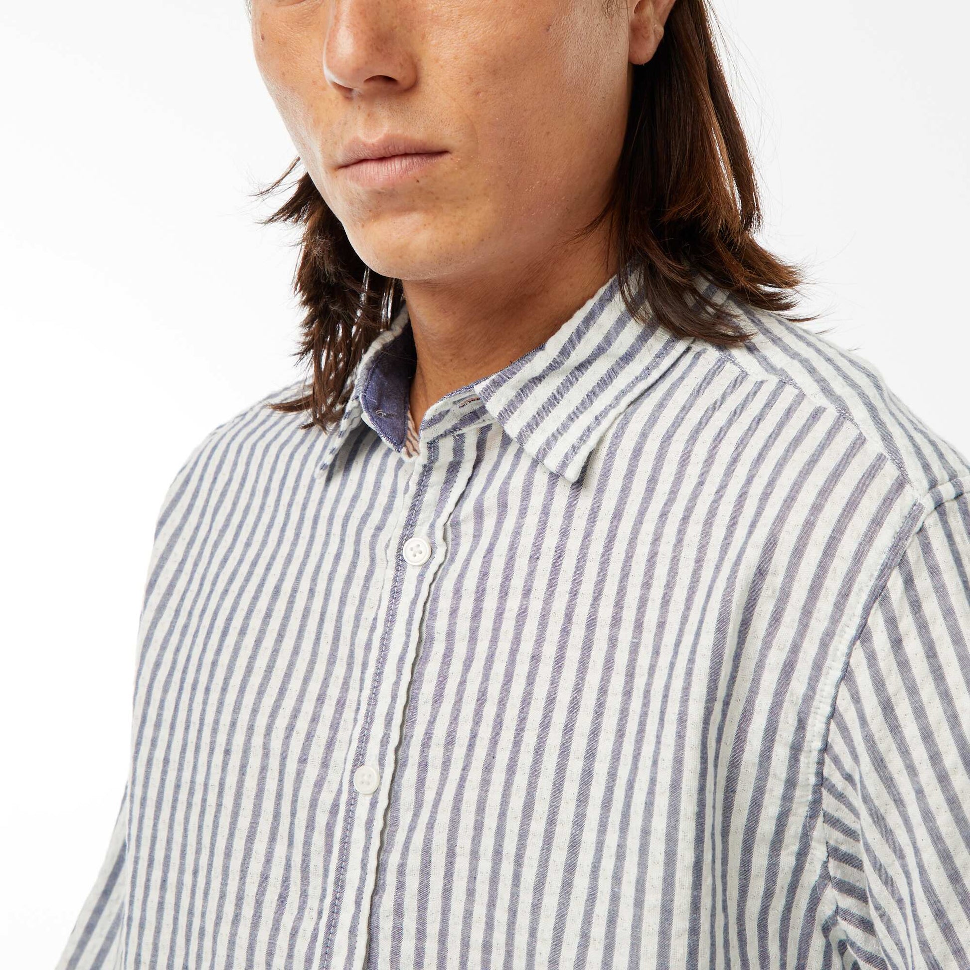 Comfort cut fancy long-sleeved shirt BLUE