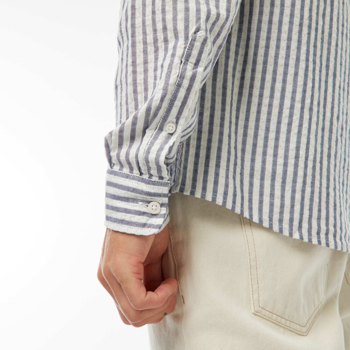 Comfort cut fancy long-sleeved shirt BLUE