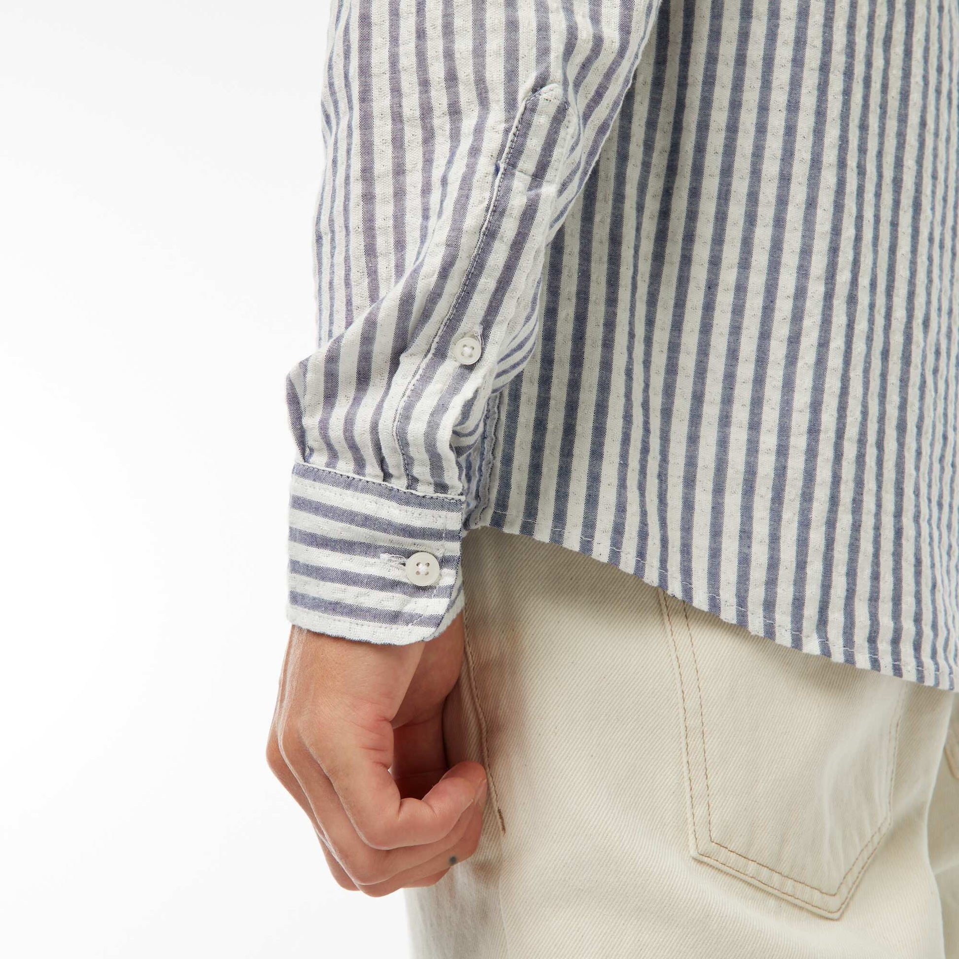 Comfort cut fancy long-sleeved shirt BLUE