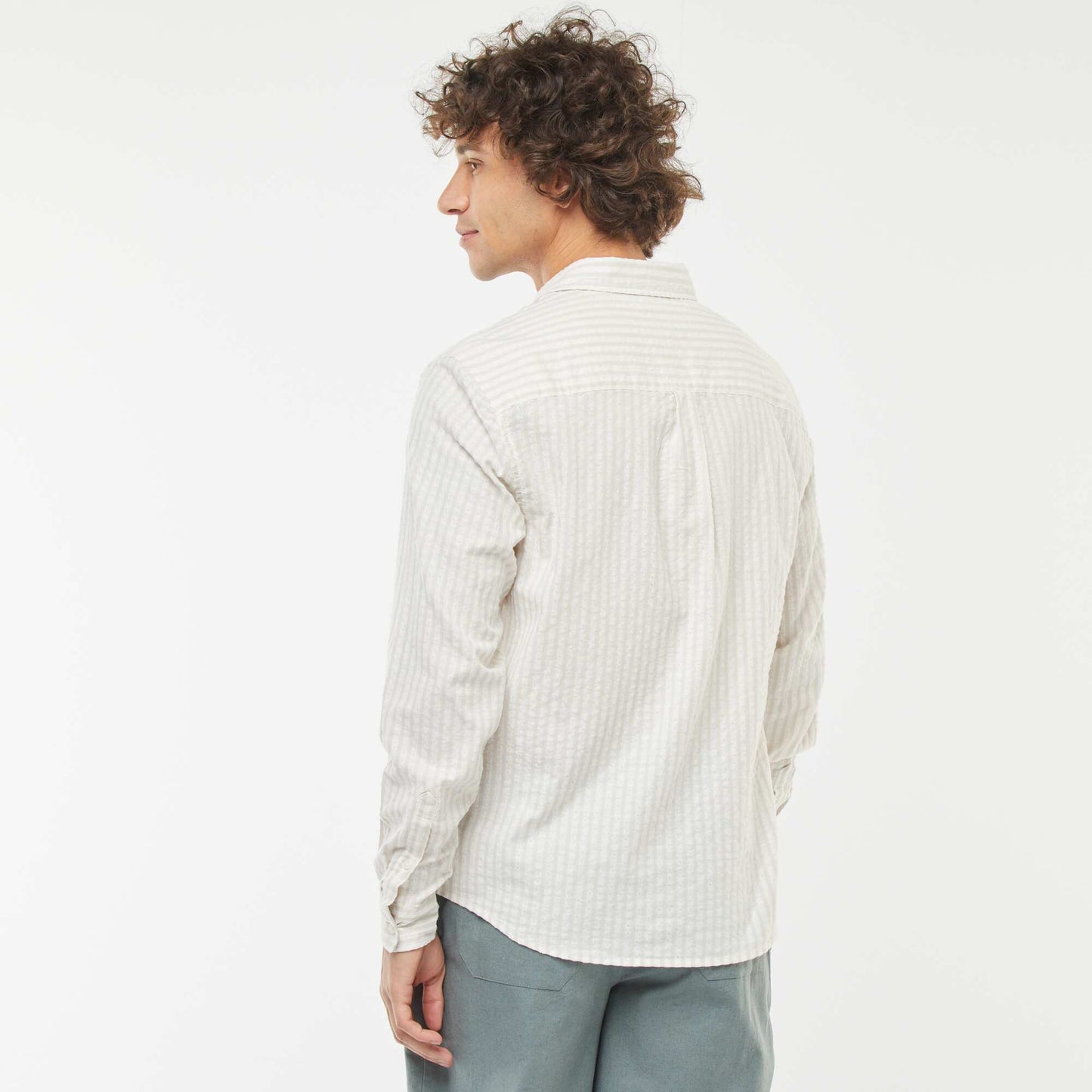 Comfort cut fancy long-sleeved shirt BEIGE