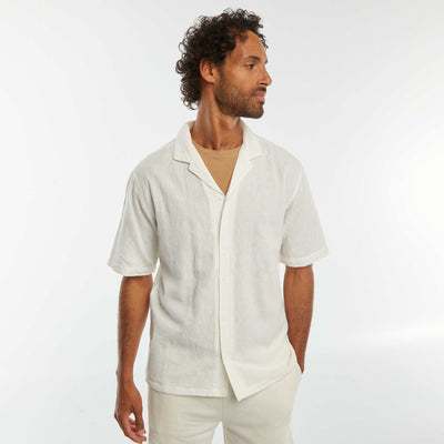 Short-sleeved embroidered shirt WHITE
