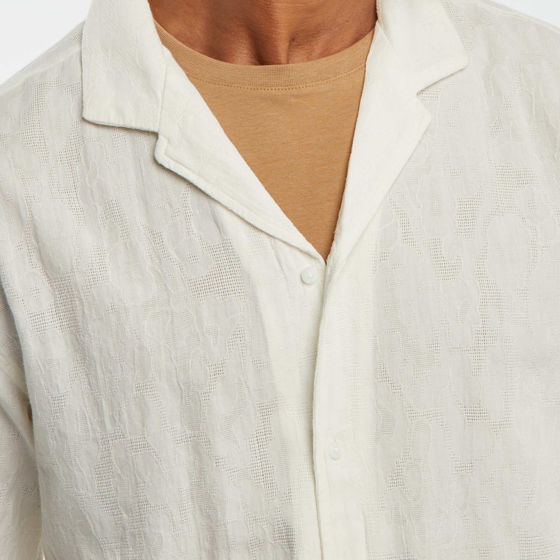Short-sleeved embroidered shirt WHITE