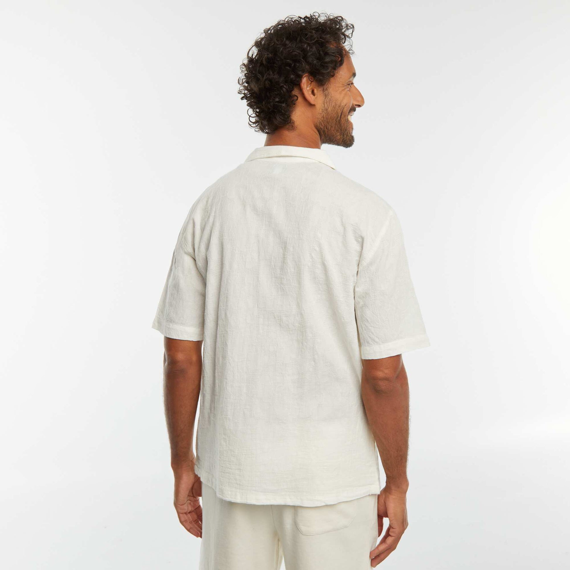 Short-sleeved embroidered shirt WHITE