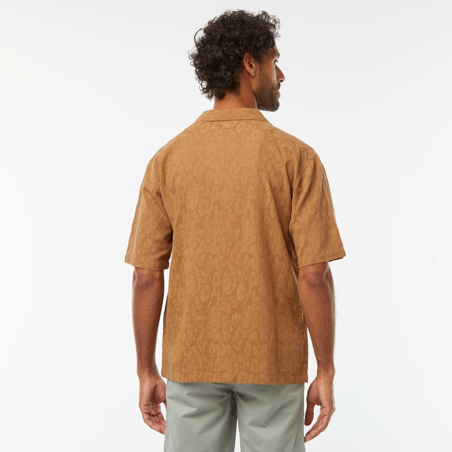 Short-sleeved embroidered shirt BEIGE