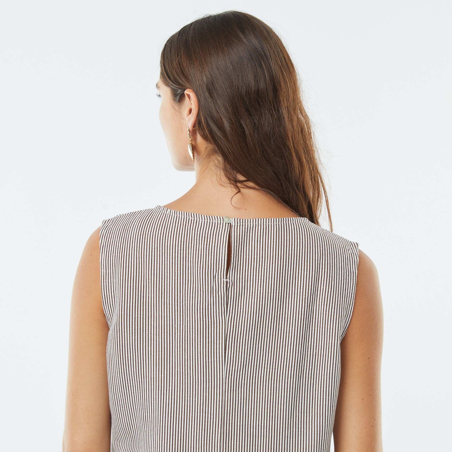 Cropped linen-blend sleeveless blouse BEIGE