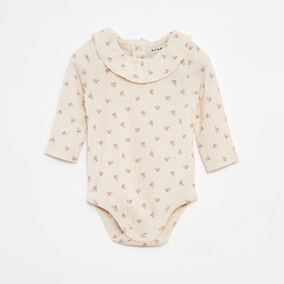 Long-sleeved bodysuit with ruffled collar WHITE