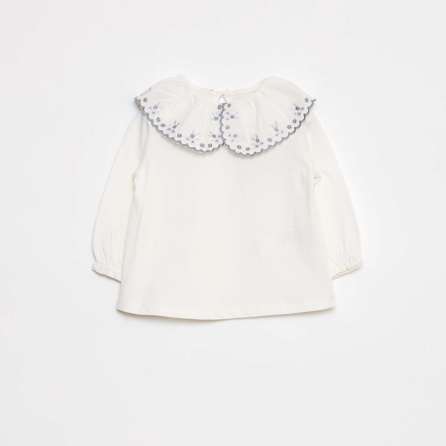 Long-sleeved T-shirt with Peter Pan collar WHITE