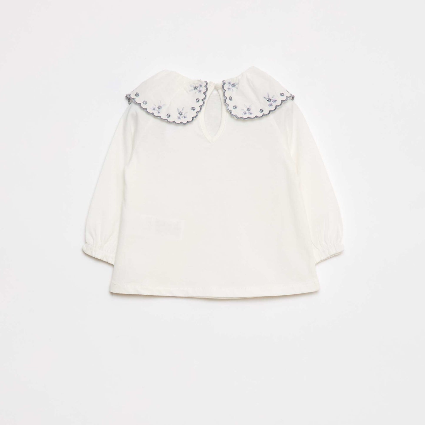 Long-sleeved T-shirt with Peter Pan collar WHITE