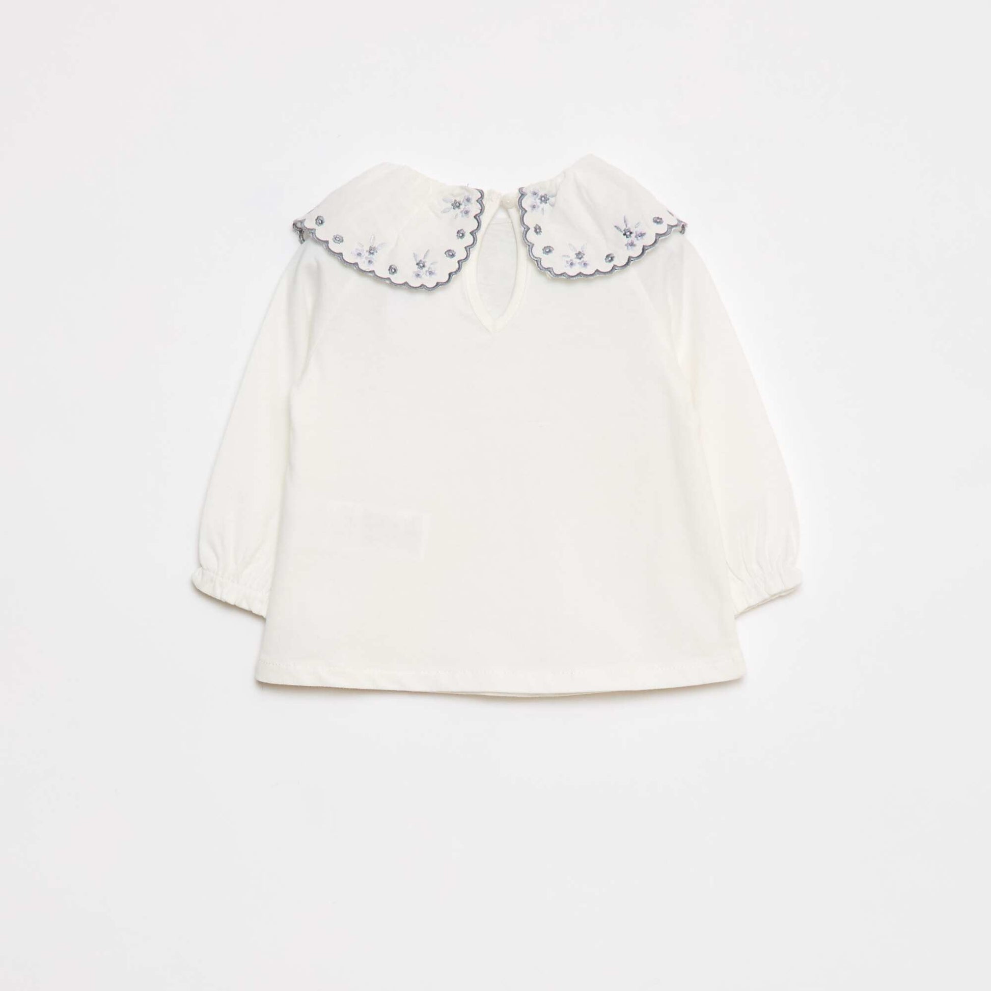 Long-sleeved T-shirt with Peter Pan collar WHITE