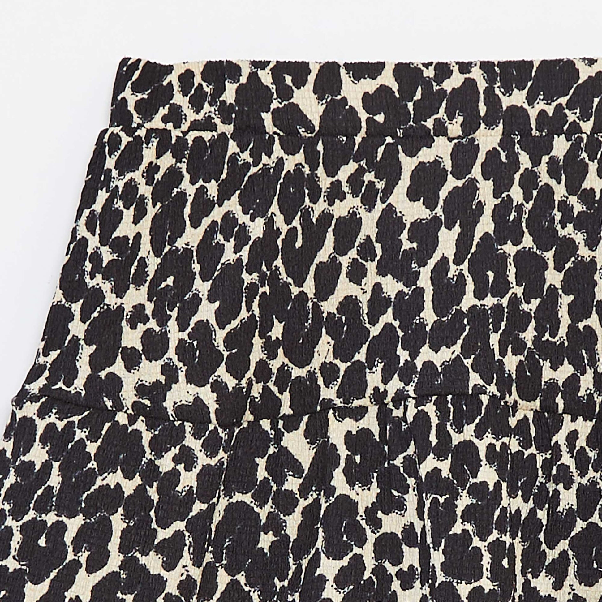 Short printed skirt with ruffles BLACK