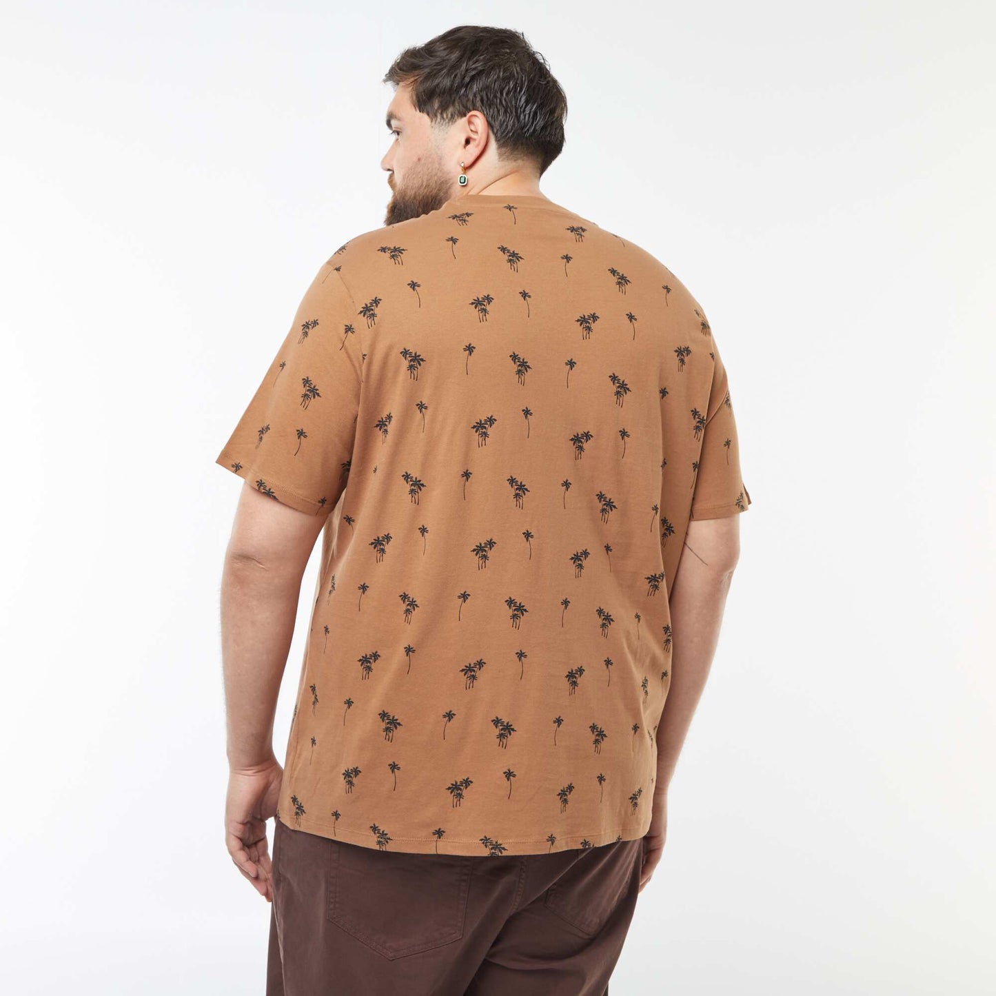 Patterned short-sleeved T-shirt BROWN