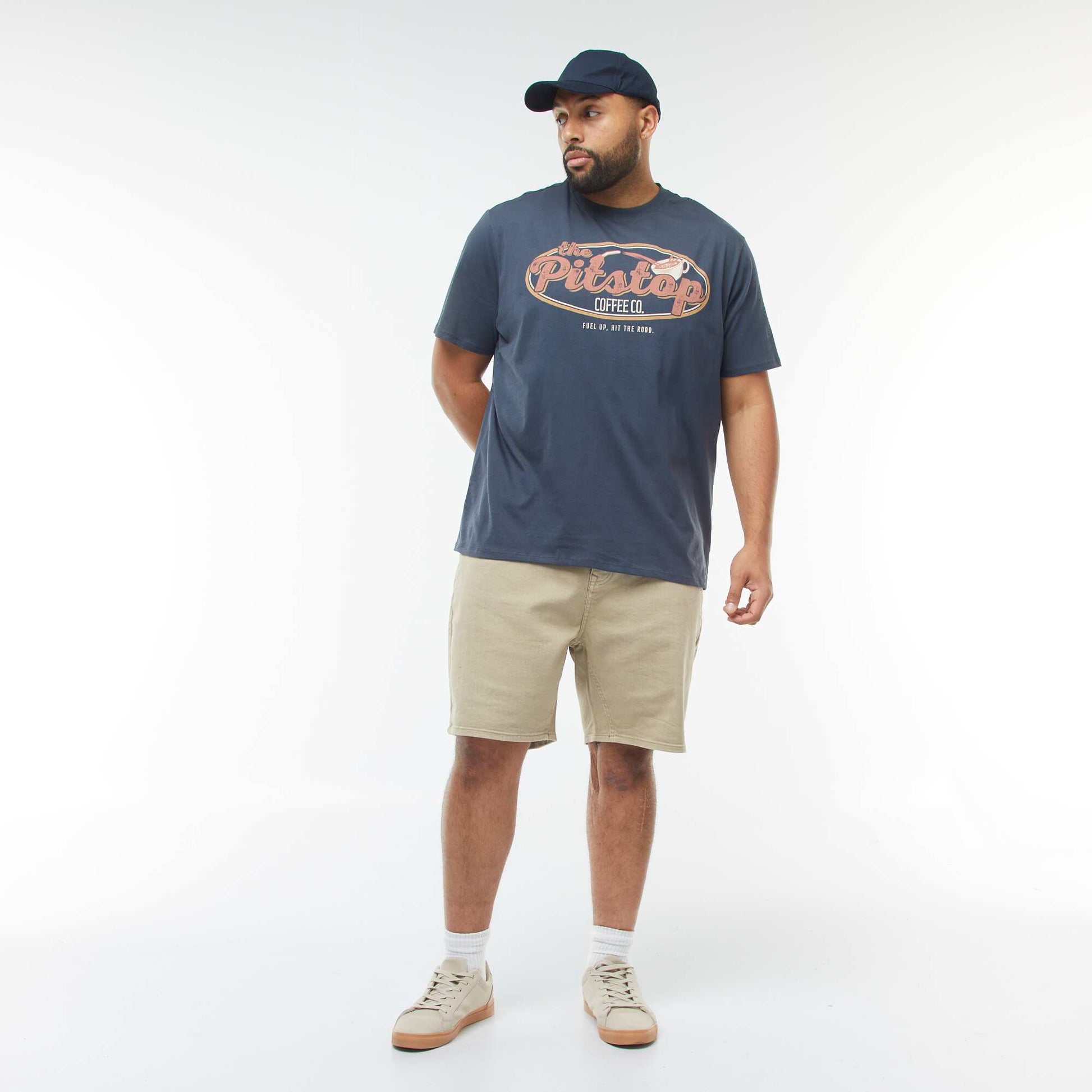 Patterned short-sleeved T-shirt BLUE