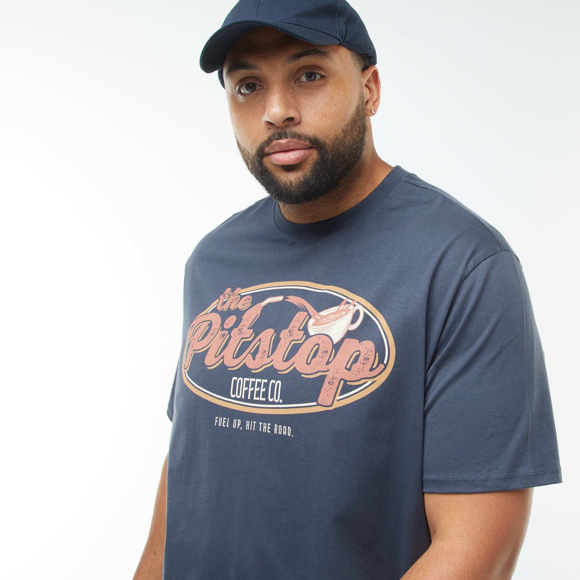 Patterned short-sleeved T-shirt BLUE