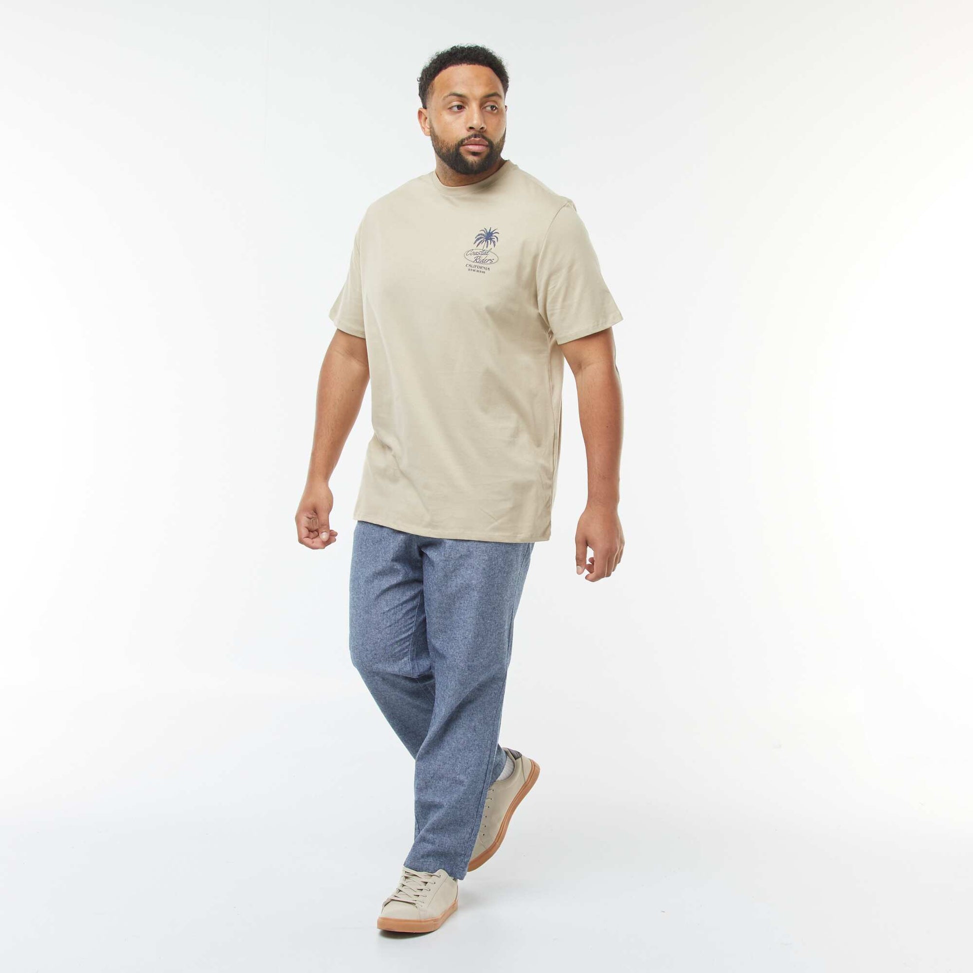 Patterned short-sleeved T-shirt BEIGE