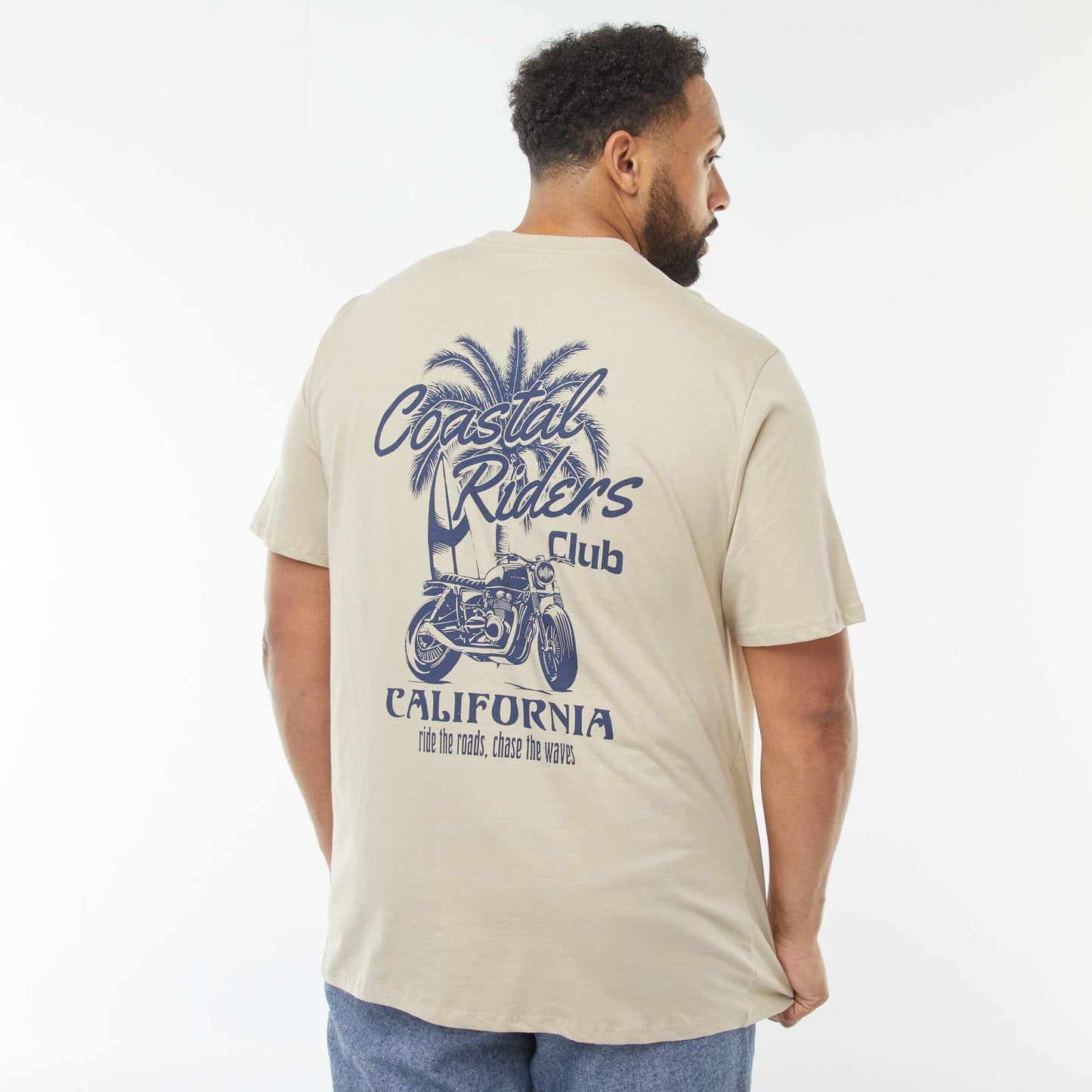 Patterned short-sleeved T-shirt BEIGE