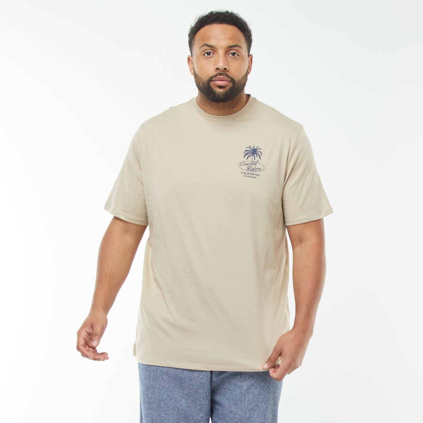 Patterned short-sleeved T-shirt BEIGE