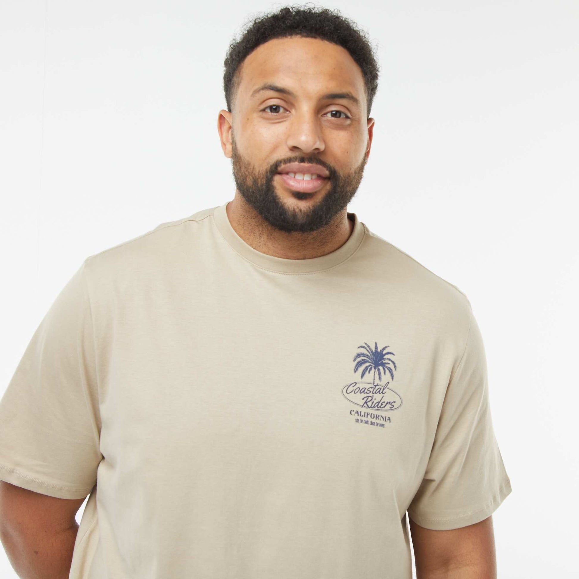 Patterned short-sleeved T-shirt BEIGE