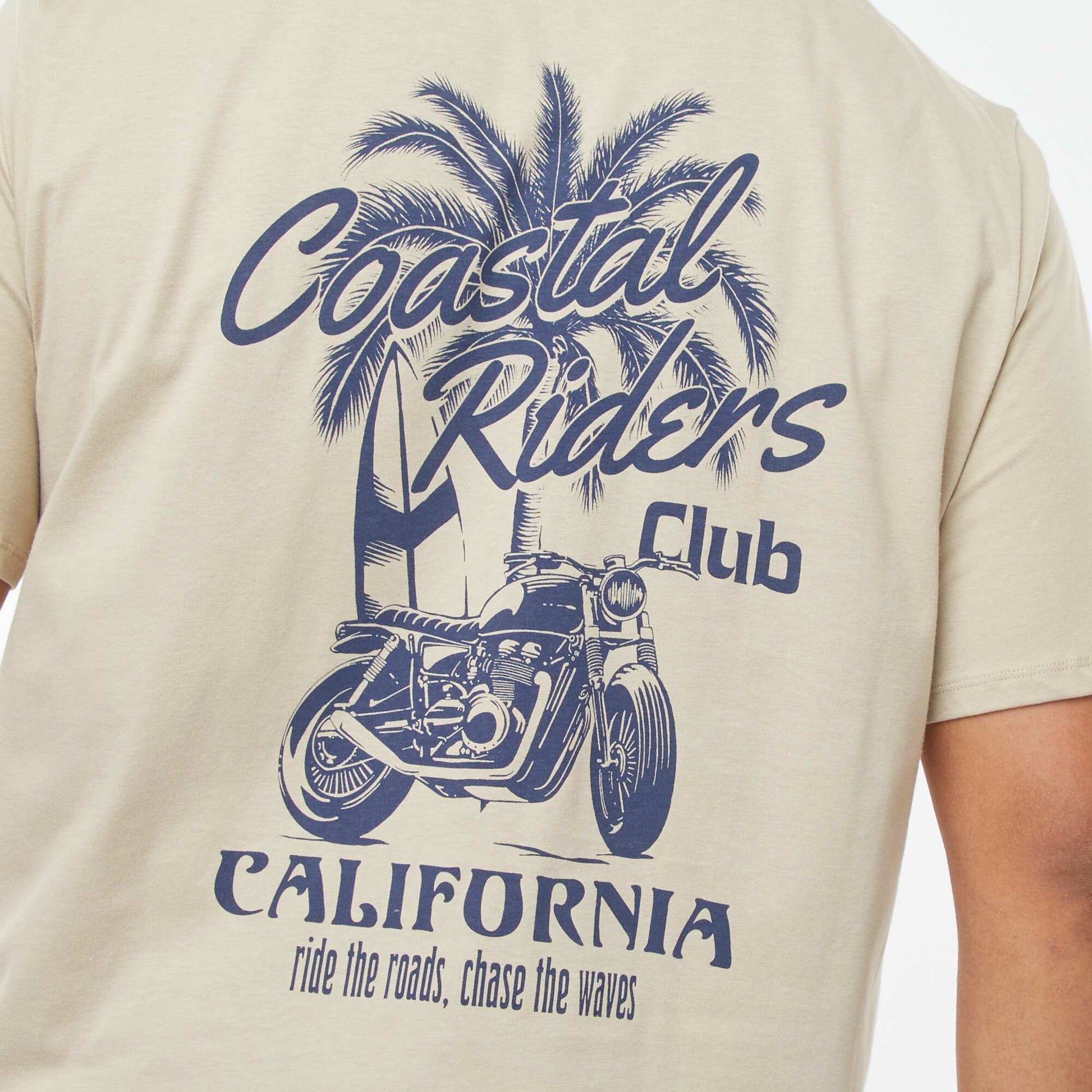 Patterned short-sleeved T-shirt BEIGE