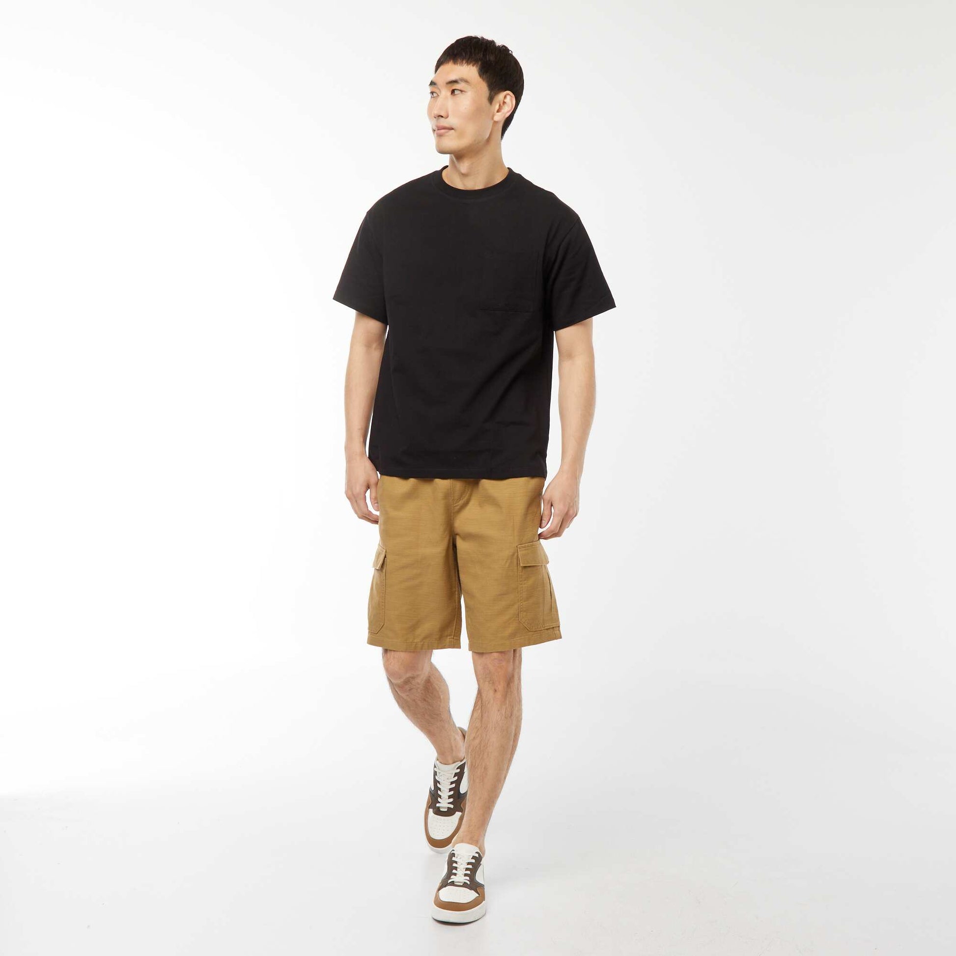 Short-sleeved jersey knit T-shirt BLACK