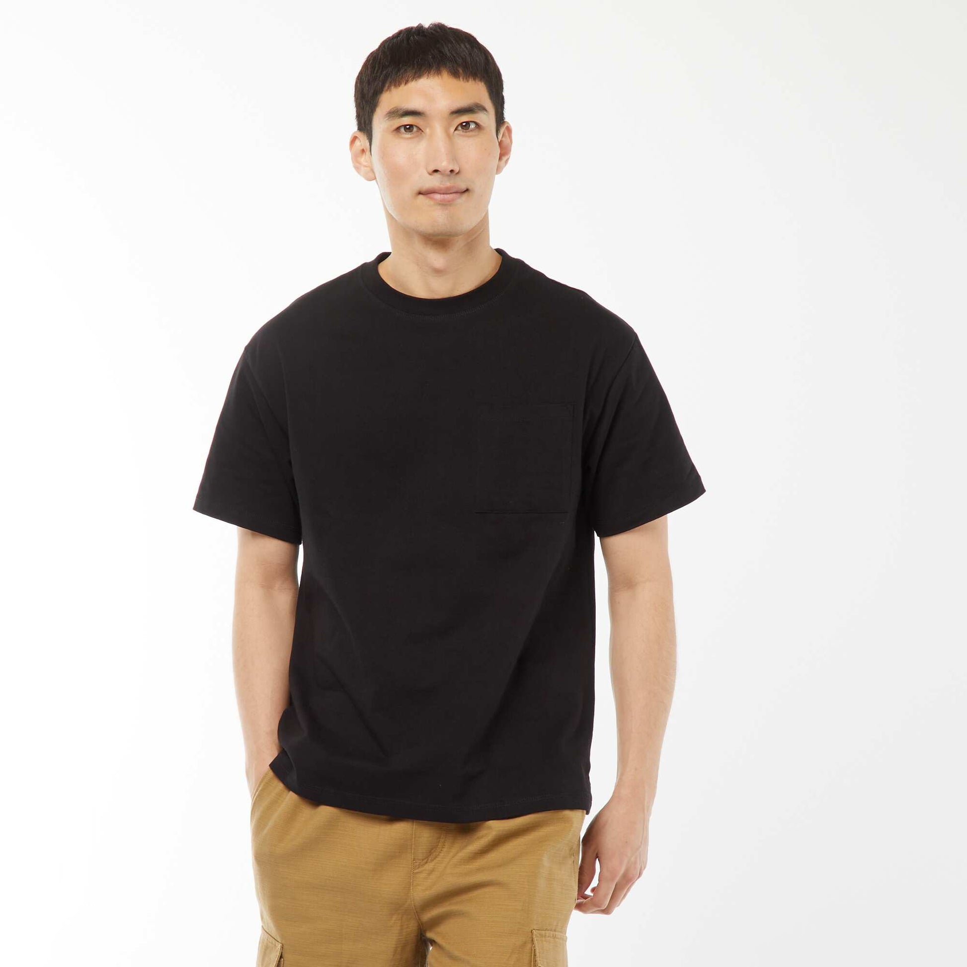 Short-sleeved jersey knit T-shirt BLACK
