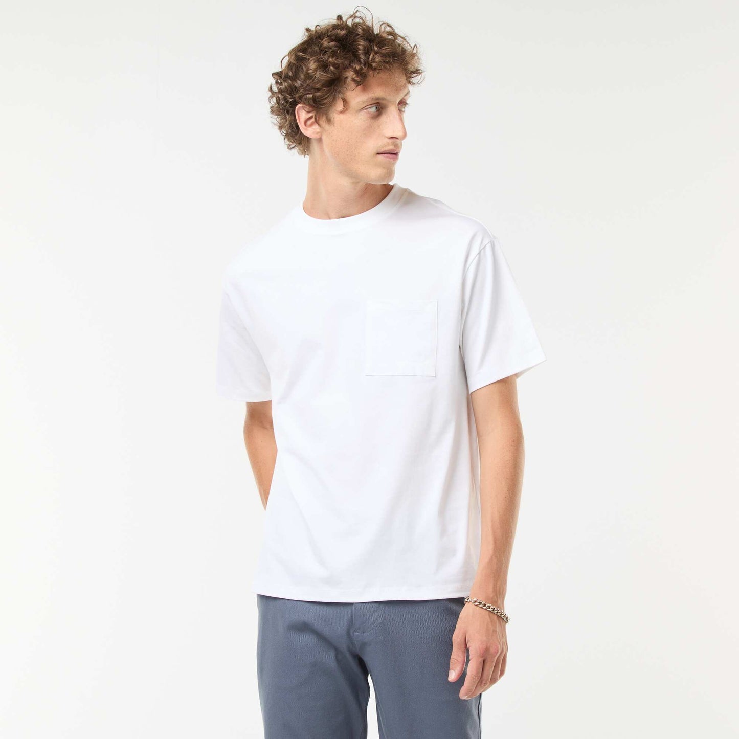Short-sleeved jersey knit T-shirt WHITE