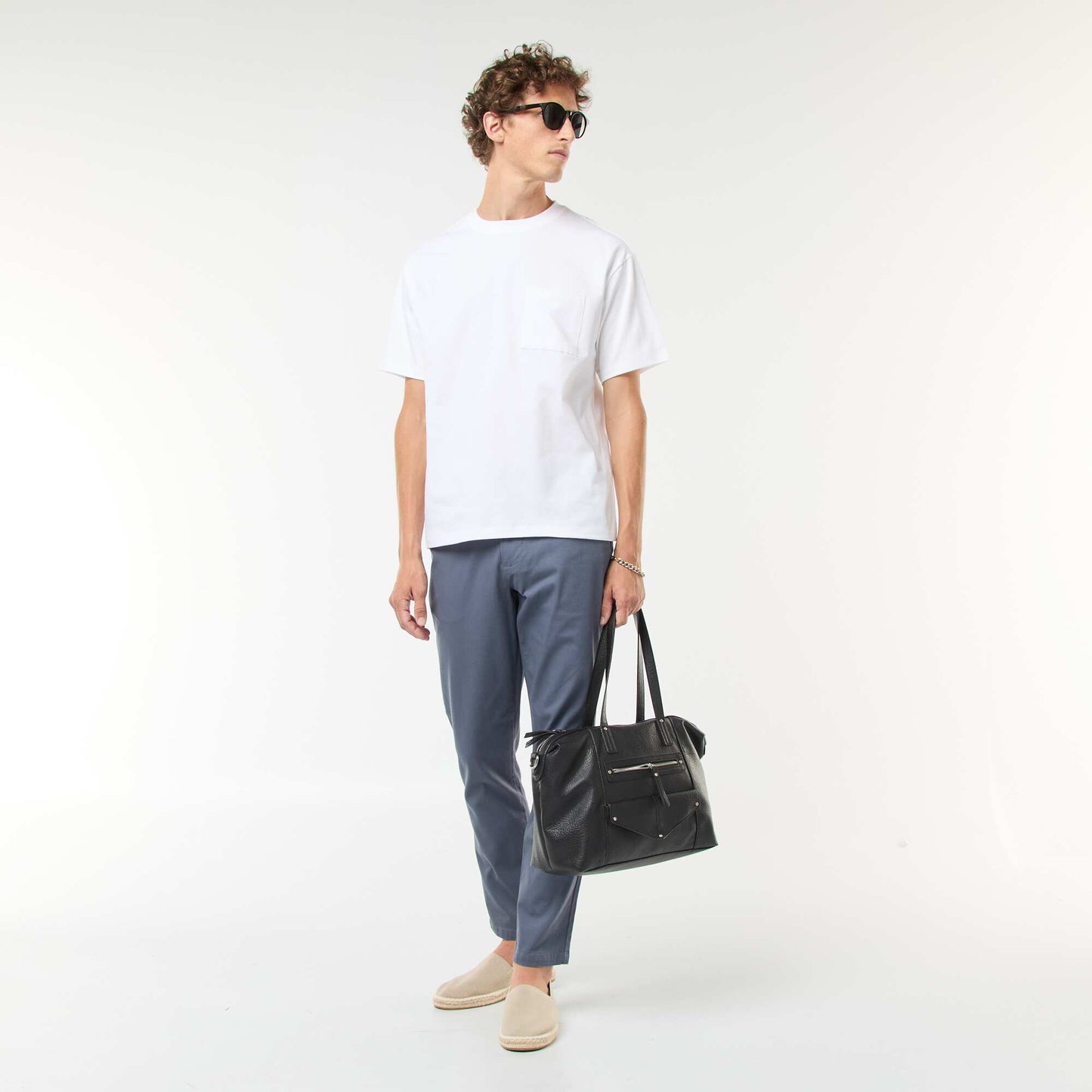 Short-sleeved jersey knit T-shirt WHITE