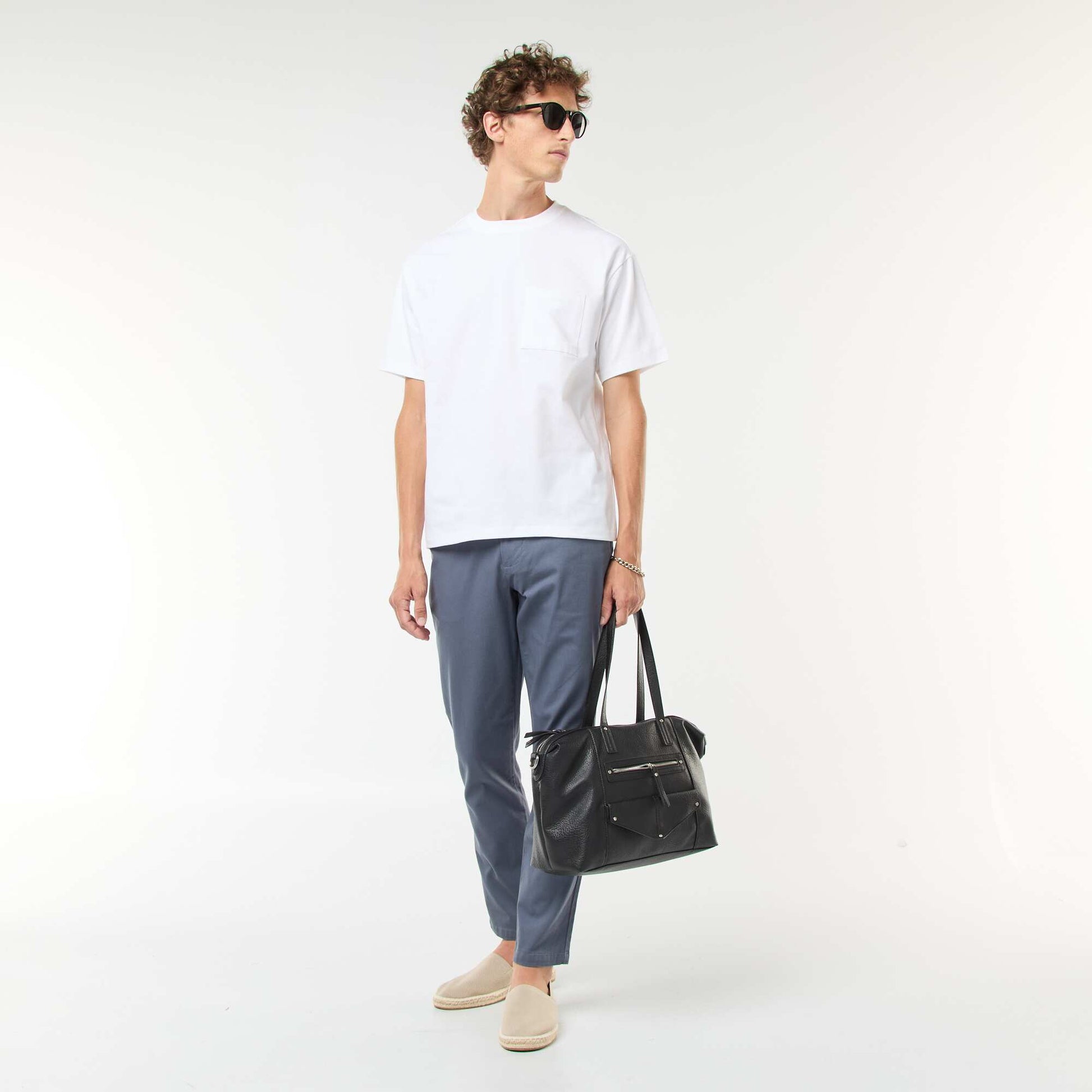 Short-sleeved jersey knit T-shirt WHITE