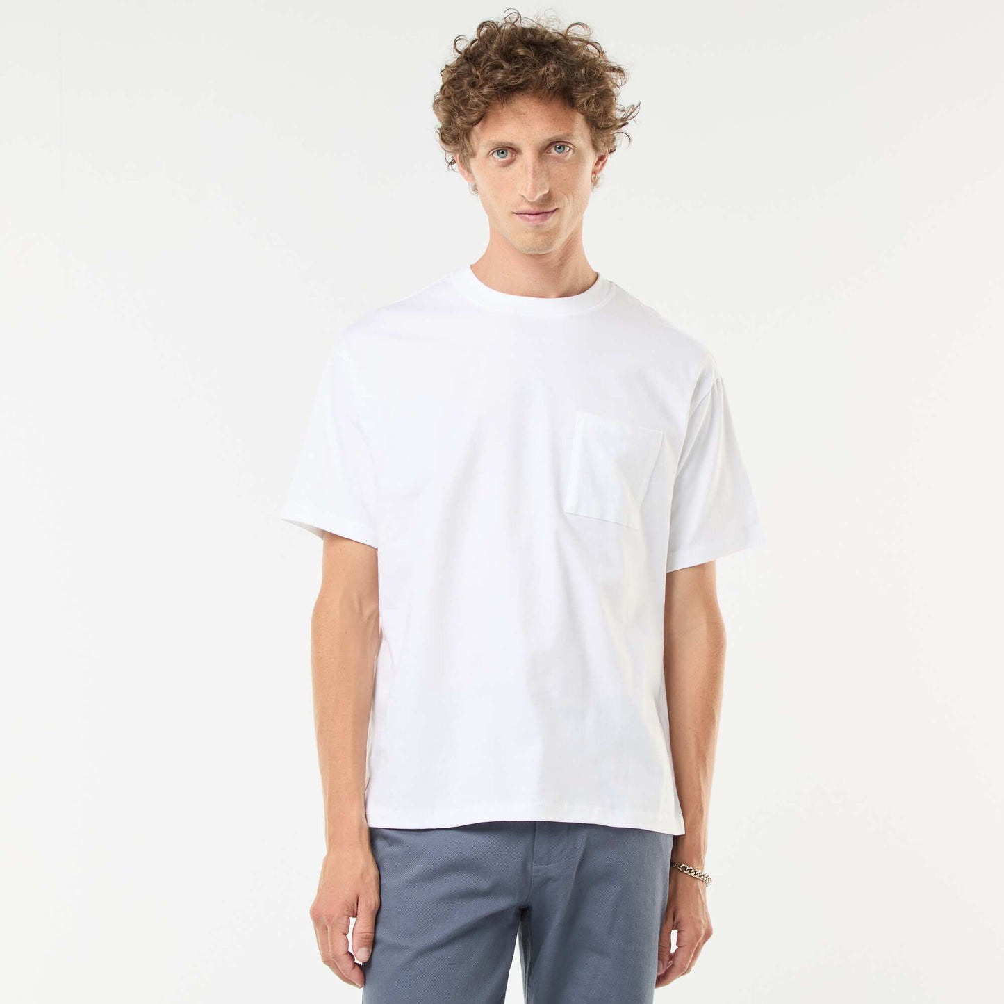 Short-sleeved jersey knit T-shirt WHITE