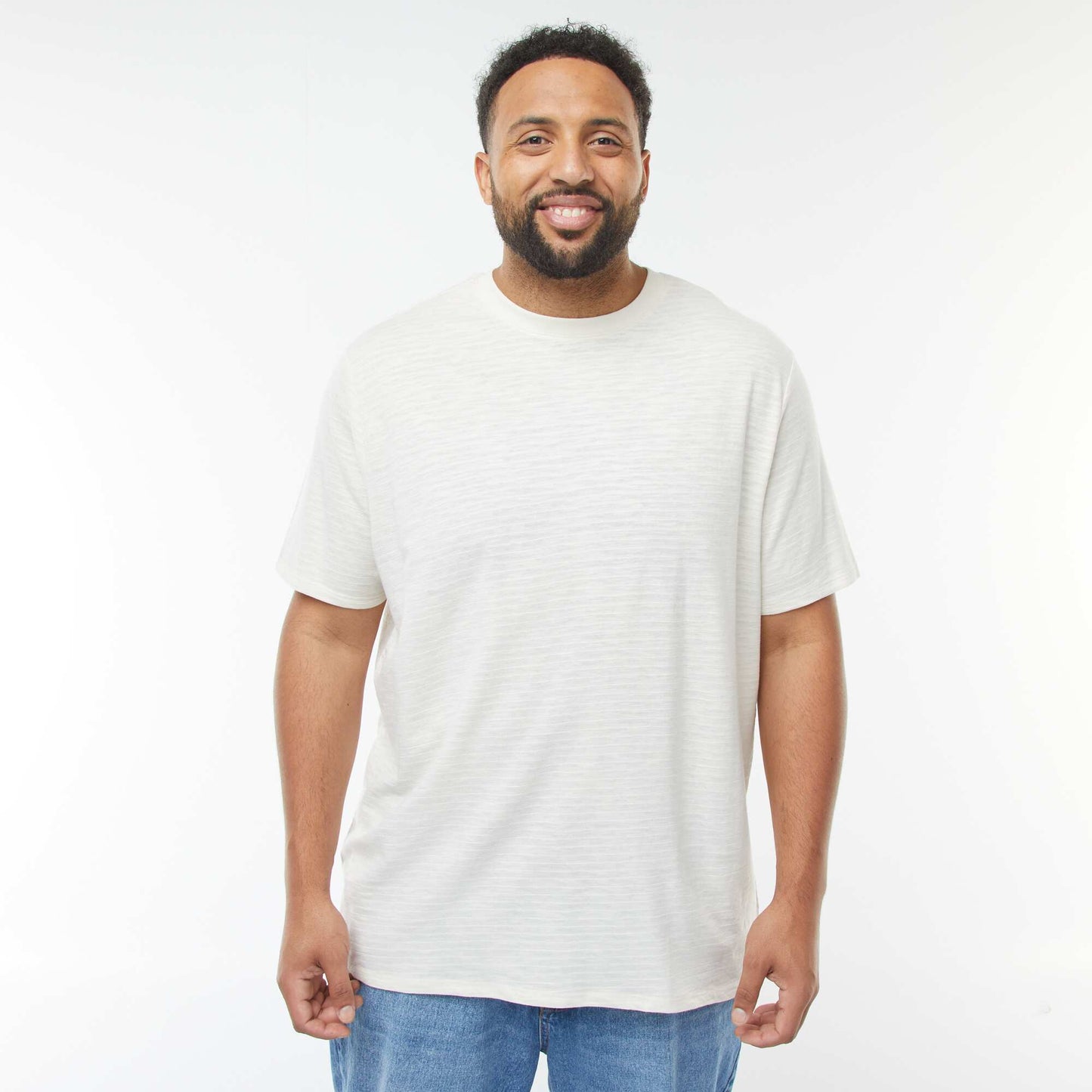 Short-sleeved textured knit T-shirt WHITE