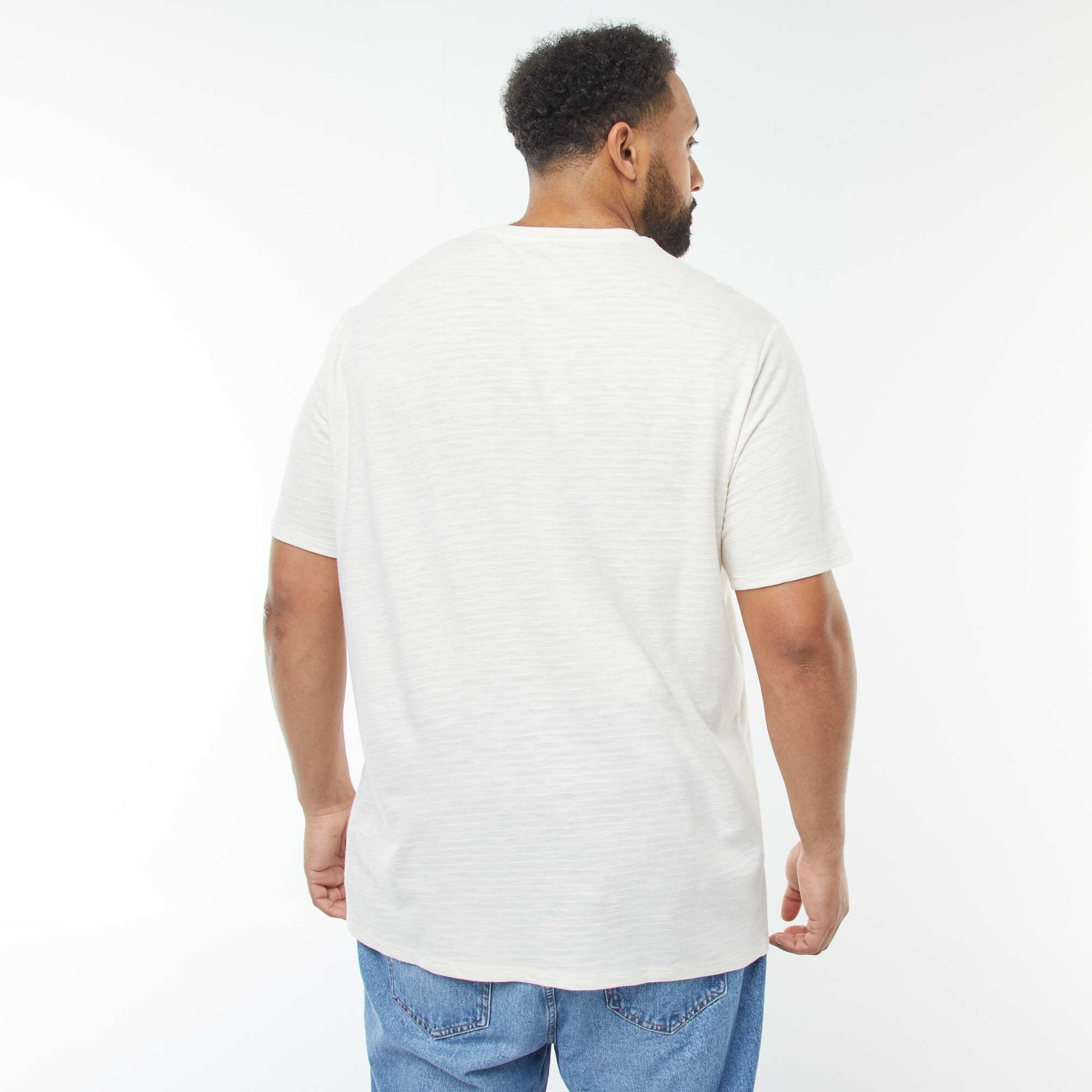 Short-sleeved textured knit T-shirt WHITE