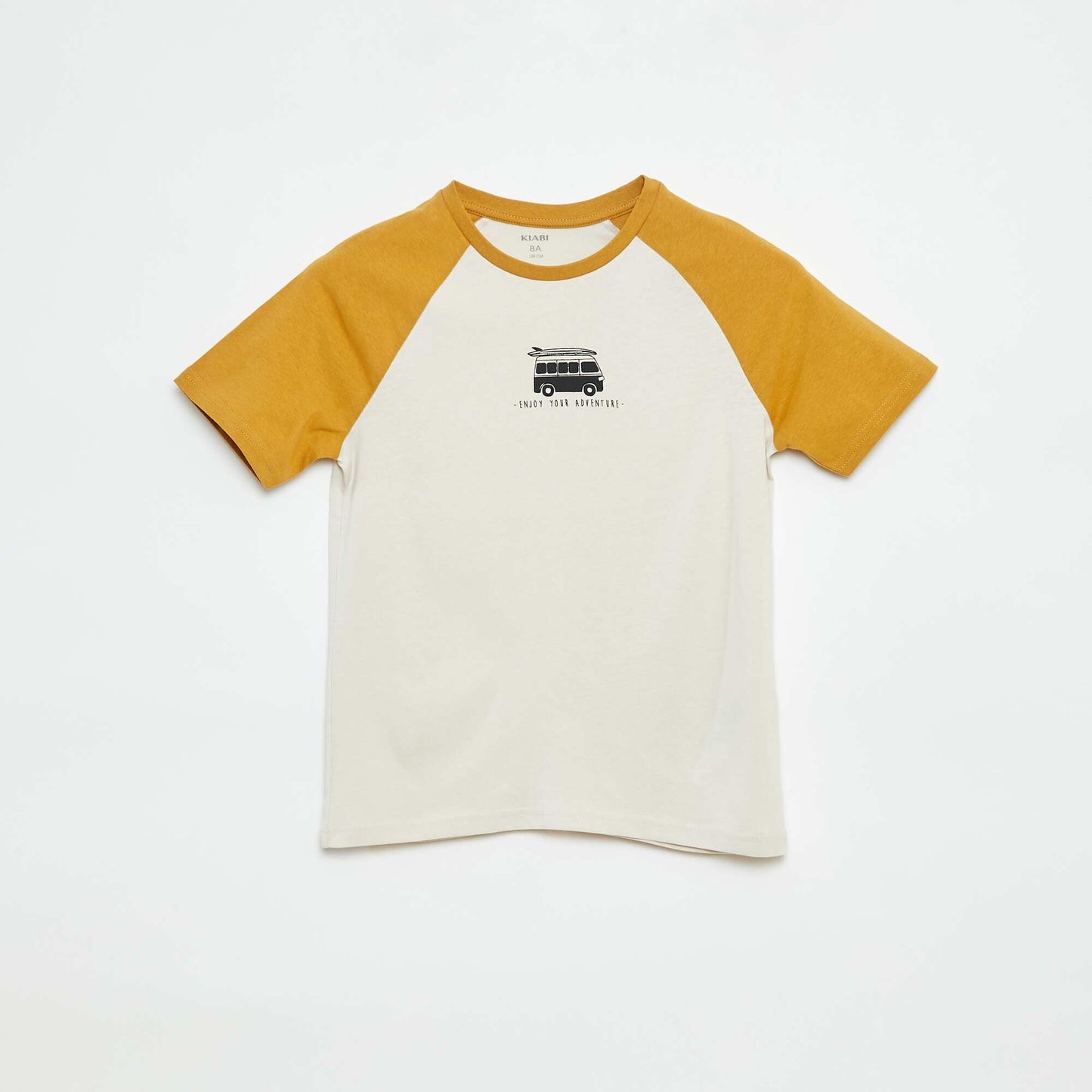 Printed T-shirt with short raglan sleeves YELLOW