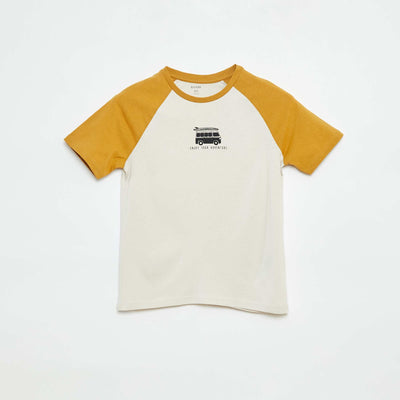 Printed T-shirt with short raglan sleeves YELLOW