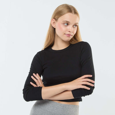Basic cropped T-shirt BLACK