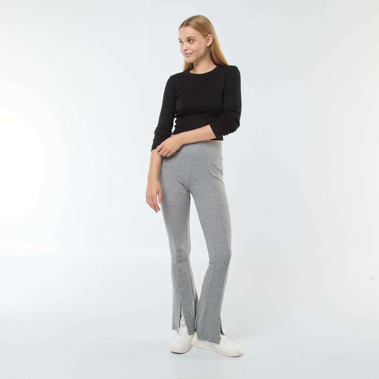Basic cropped T-shirt BLACK