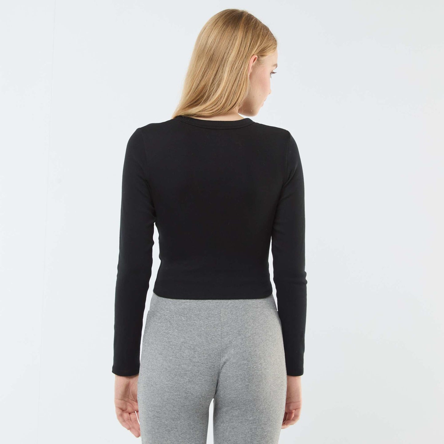Basic cropped T-shirt BLACK