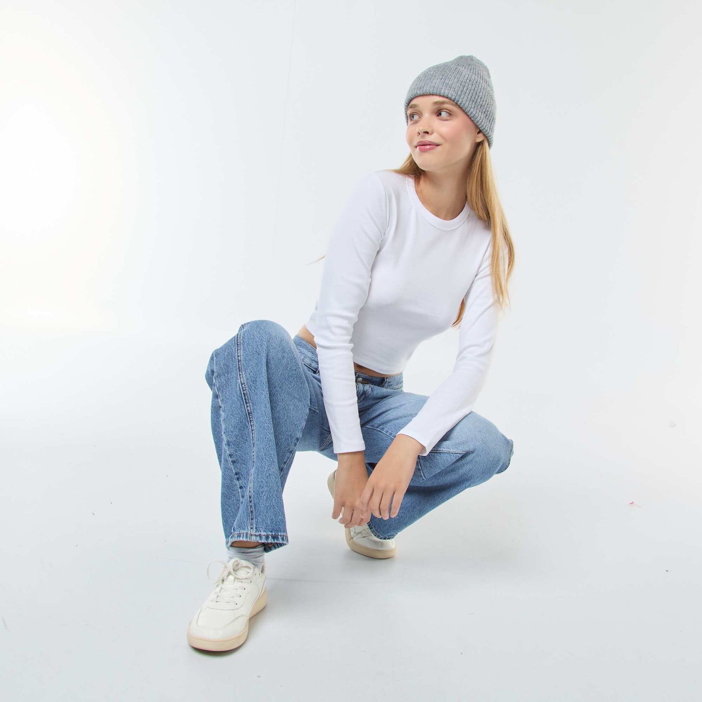 Basic cropped T-shirt WHITE