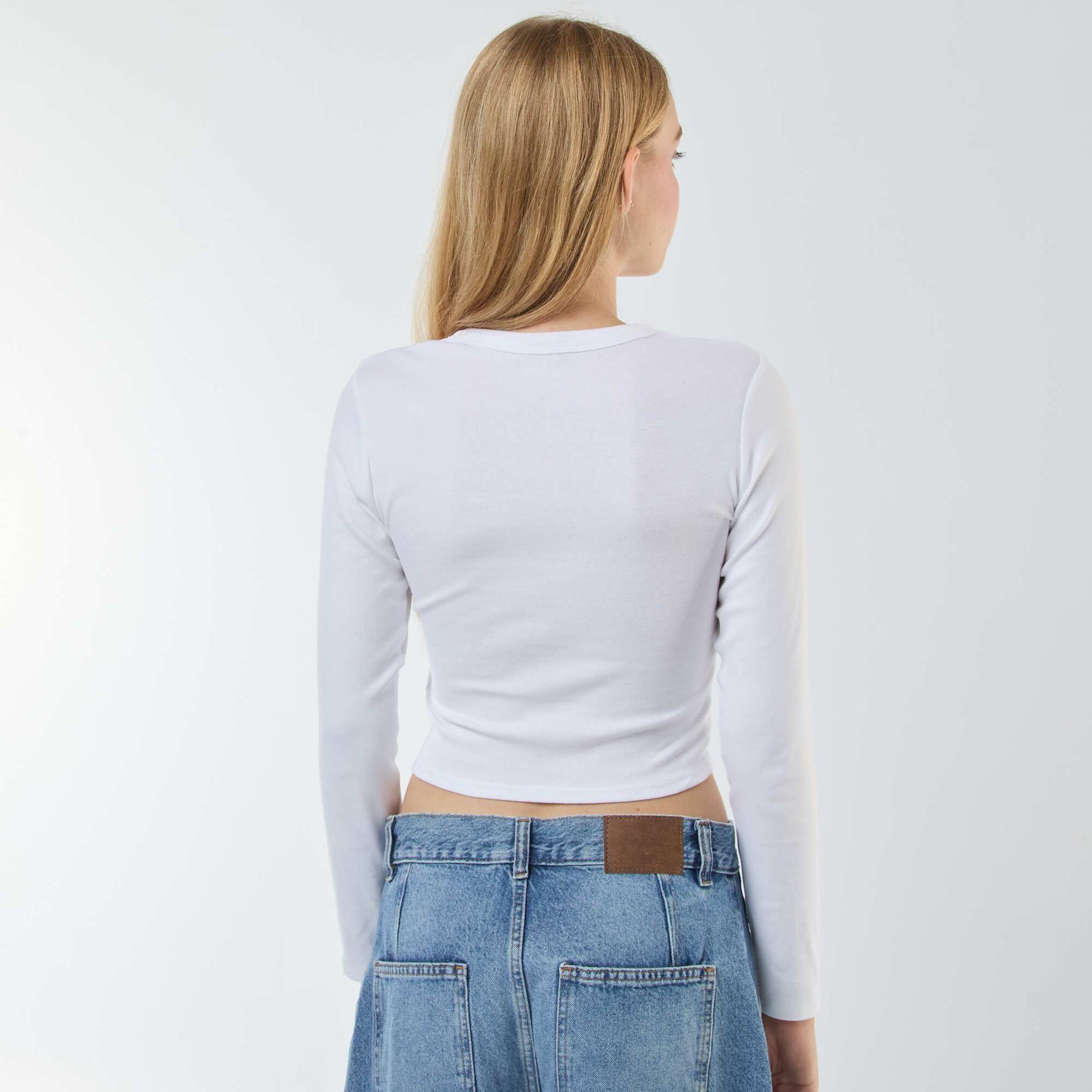 Basic cropped T-shirt WHITE