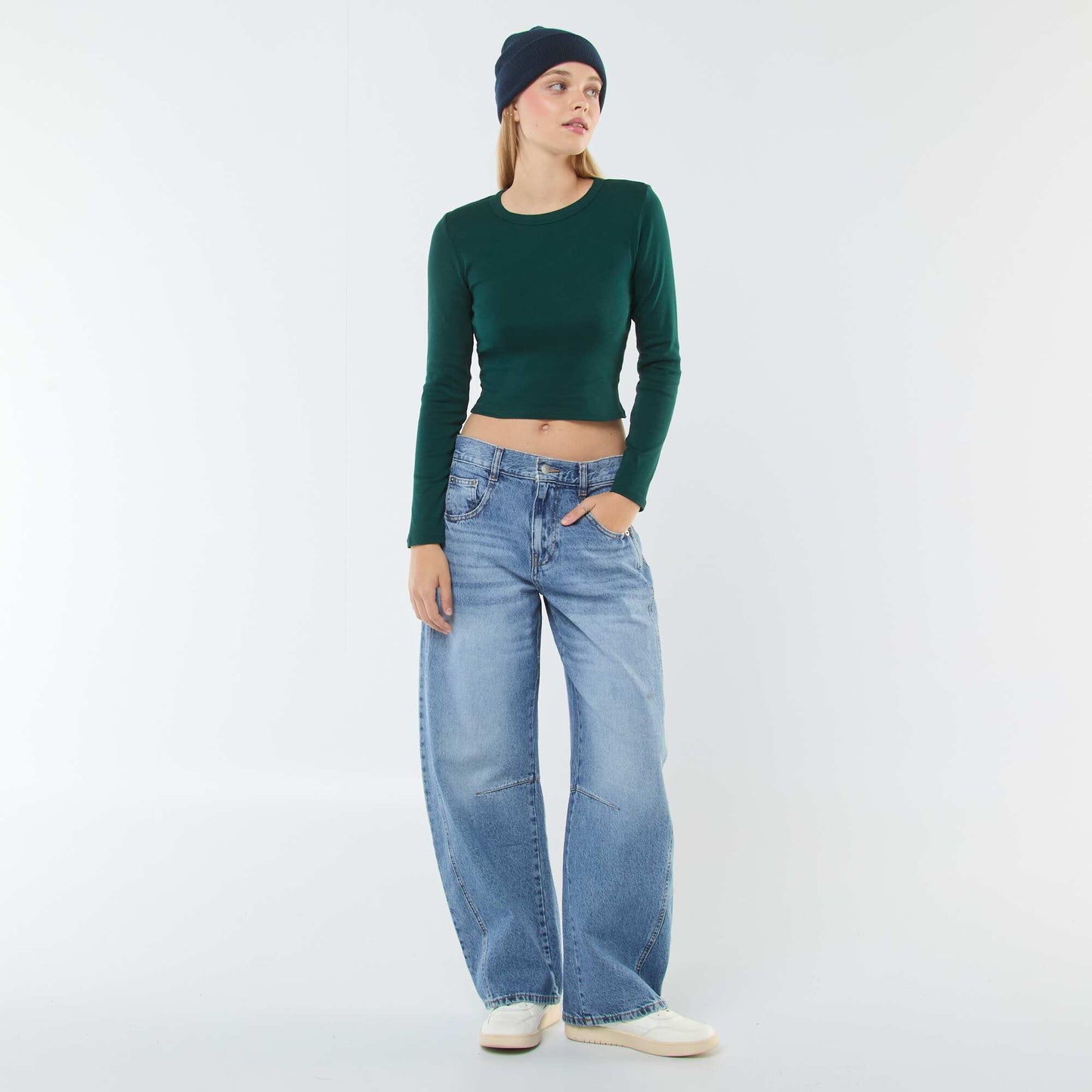 Basic cropped T-shirt GREEN
