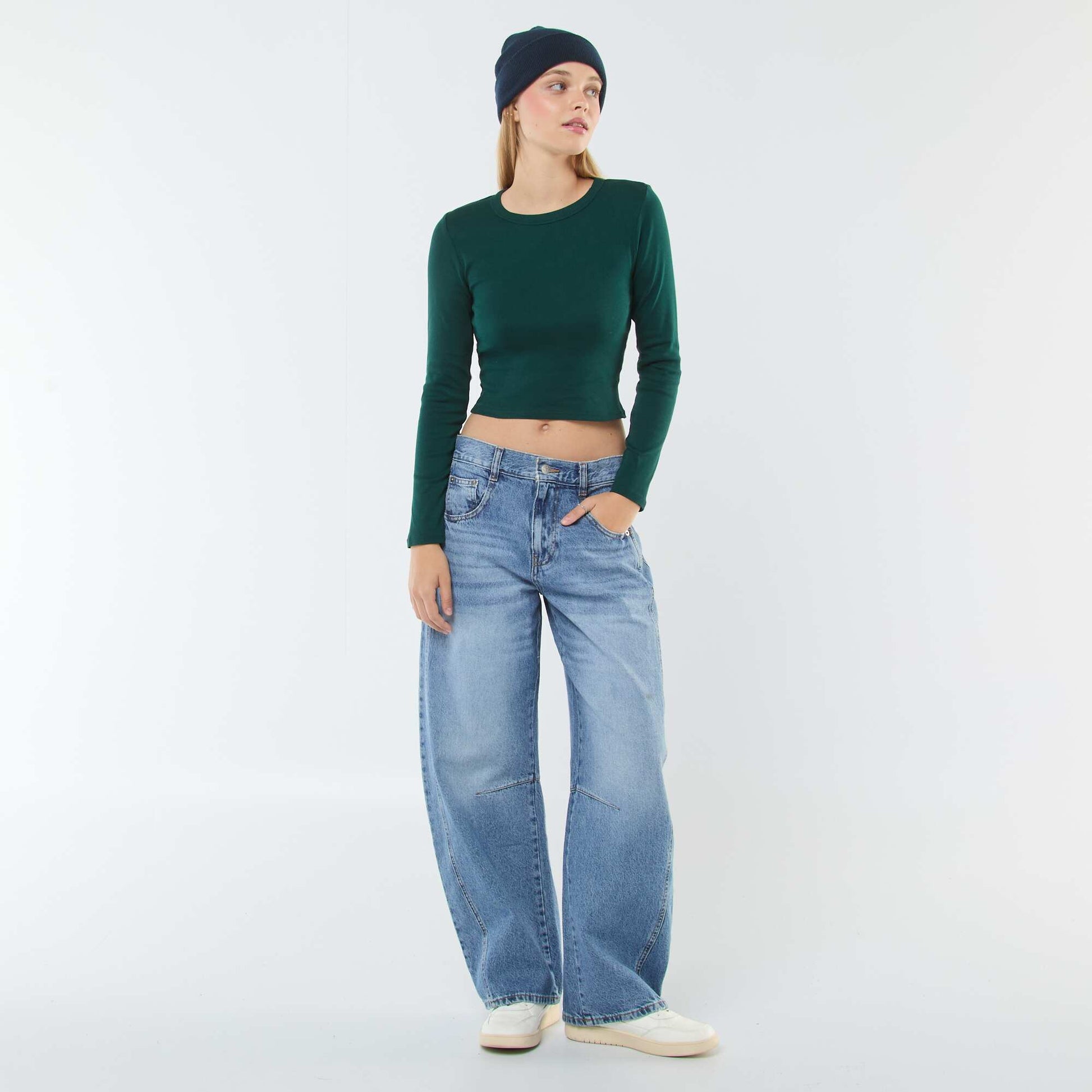 Basic cropped T-shirt GREEN