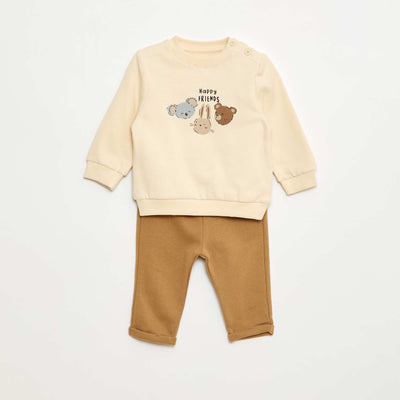 2-piece sweatshirt + trousers set WHITE