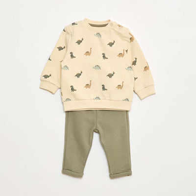 2-piece sweatshirt + trousers set WHITE